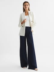 Reiss Navy Lina High Rise Wide Leg Trousers - Image 9 of 9