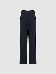 Reiss Navy Lina Petite High Rise Wide Leg Trousers - Image 2 of 6