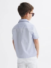 Reiss Navy Stripe Saka 4-9 yrs Cuban Collar Striped Short Sleeve Shirt - Image 5 of 6