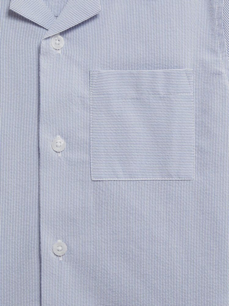 Reiss Navy Stripe Saka 4-9 yrs Cuban Collar Striped Short Sleeve Shirt - Image 6 of 6