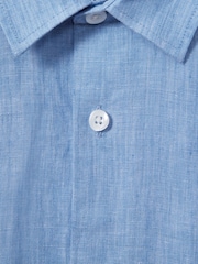 Reiss Soft Blue Holiday 9-13 yrs Short Sleeve Linen Shirt - Image 4 of 7