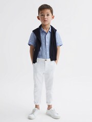 Reiss Soft Blue Holiday 9-13 yrs Short Sleeve Linen Shirt - Image 6 of 7