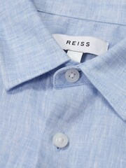 Reiss Soft Blue Holiday 9-13 yrs Short Sleeve Linen Shirt - Image 7 of 7