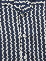 Reiss Navy Mayday Senior Cuban Collar Printed Shirt - Image 6 of 6
