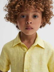 Reiss Lemon Holiday Short Sleeve Linen Shirt - Image 4 of 6