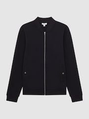 Reiss Navy Bolton Slim Fit Zip Through Textured Jacket - Image 2 of 7