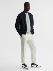 Reiss Navy Bolton Slim Fit Zip Through Textured Jacket - Image 3 of 7