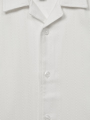 Reiss Ecru Vitus Senior Cuban Collar Ribbed Polo With Linen - Image 7 of 7