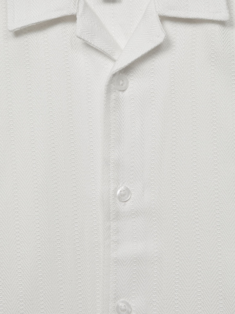 Reiss Ecru Vitus Senior Cuban Collar Ribbed Polo With Linen - Image 7 of 7
