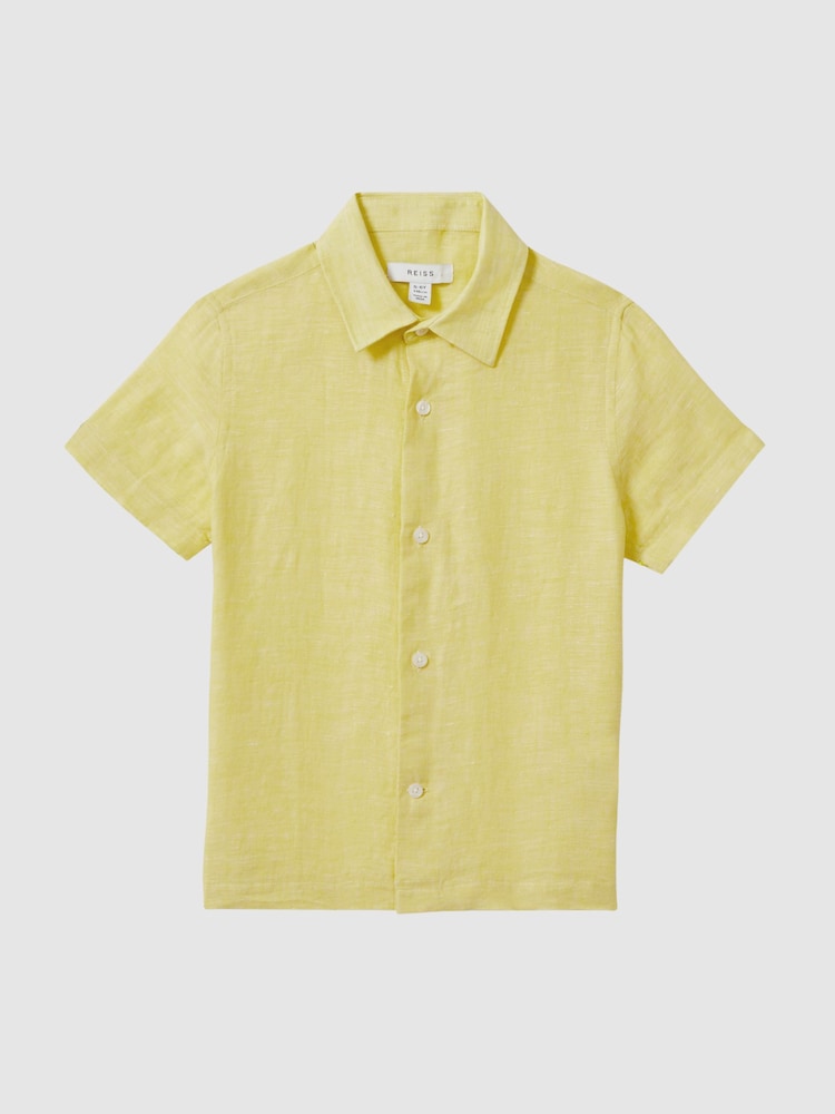 Reiss Lemon Holiday Short Sleeve Linen Shirt - Image 2 of 6