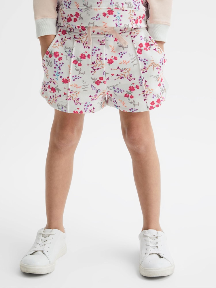 Reiss Pink Print Harper Relaxed Floral Printed Shorts - Image 1 of 6