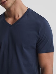 Reiss Airforce Blue Dayton Cotton V-Neck T-Shirt - Image 4 of 5