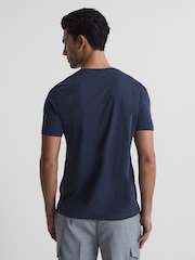 Reiss Airforce Blue Dayton Cotton V-Neck T-Shirt - Image 5 of 5