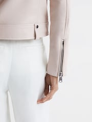Reiss Off White Santiago Leather Biker Jacket - Image 7 of 7