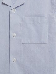 Reiss Navy Stripe Saka Senior Cuban Collar Striped Short Sleeve Shirt - Image 6 of 6