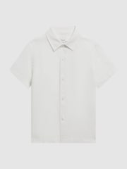 Reiss White Holiday 9-13 yrs Short Sleeve Linen Shirt - Image 2 of 7