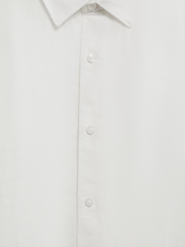 Reiss White Holiday 9-13 yrs Short Sleeve Linen Shirt - Image 7 of 7