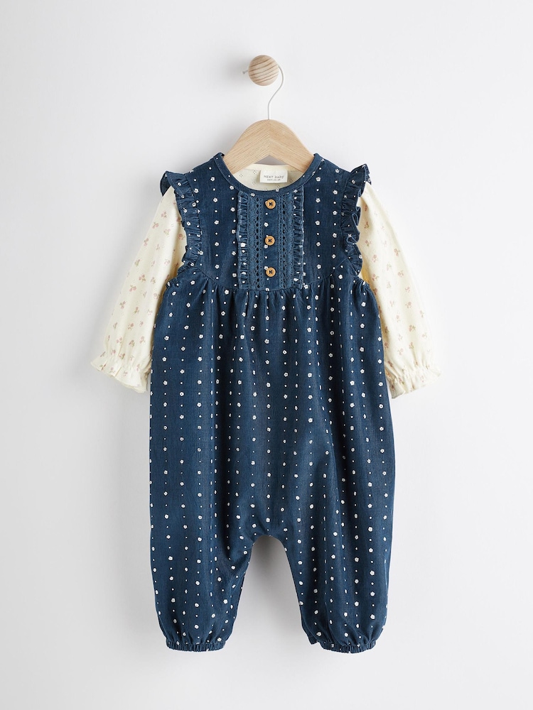 Blue Baby Corduroy Dungaree And Bodysuit Set (0mths-2yrs) - Image 1 of 11