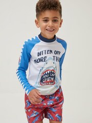 FatFace White Sidney Shark Rash Vest - Image 1 of 5