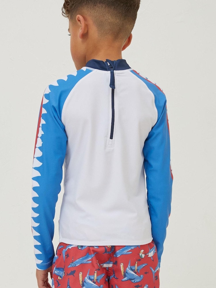FatFace White Sidney Shark Rash Vest - Image 2 of 5