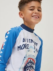 FatFace White Sidney Shark Rash Vest - Image 3 of 5