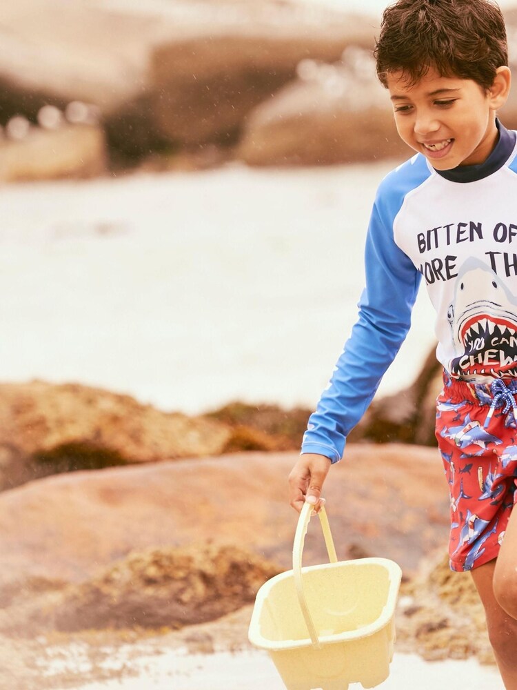 FatFace White Sidney Shark Rash Vest - Image 4 of 5