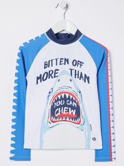 FatFace White Sidney Shark Rash Vest - Image 5 of 5