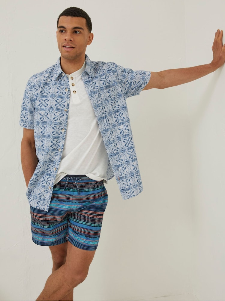 FatFace Blue Trevose Scribble Swim Shorts - Image 1 of 5
