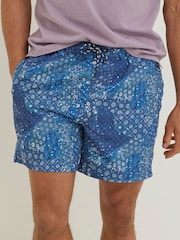 FatFace Blue Trevose Patchwork Swim Shorts - Image 2 of 3