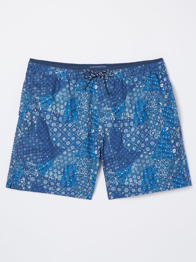 FatFace Blue Trevose Patchwork Swim Shorts - Image 3 of 3