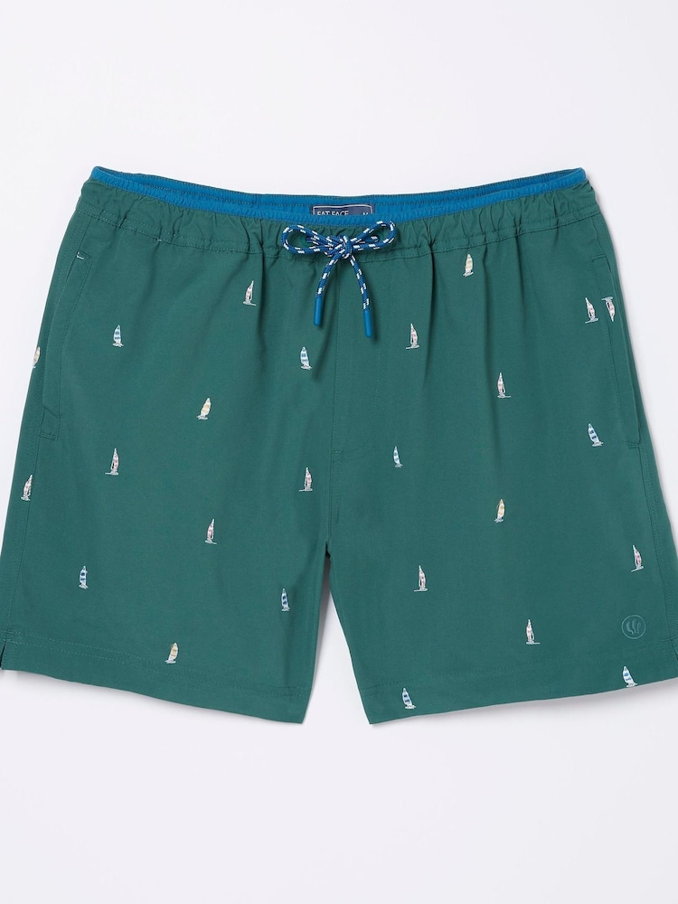 FatFace Green Trevose Boat Swim Shorts - Image 5 of 5
