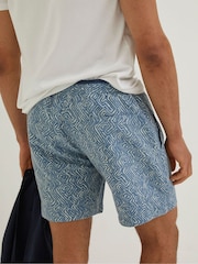 FatFace Blue Trevose Tile Print Swim Shorts - Image 1 of 4