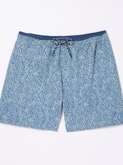 FatFace Blue Trevose Tile Print Swim Shorts - Image 4 of 4