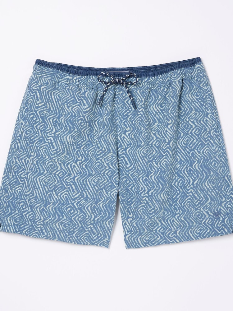 FatFace Blue Trevose Tile Print Swim Shorts - Image 4 of 4 FatFace Blue Trevose Tile Print Swim Shorts - Image 4 of 4