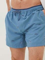 FatFace Blue Trevose Shark Swim Shorts - Image 4 of 6