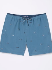 FatFace Blue Trevose Shark Swim Shorts - Image 6 of 6