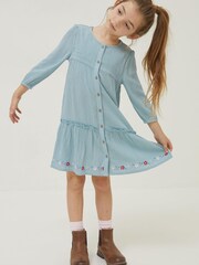 FatFace Green Adeline Embroidered Hem Dress - Image 1 of 5