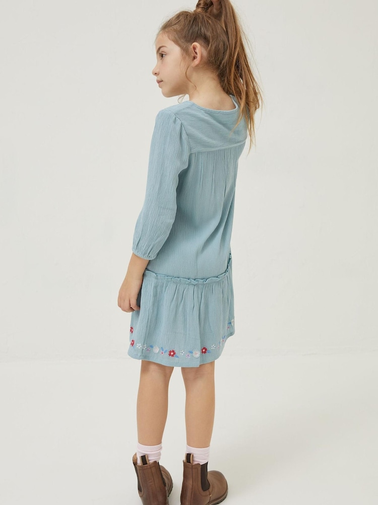 FatFace Green Adeline Embroidered Hem Dress - Image 2 of 5