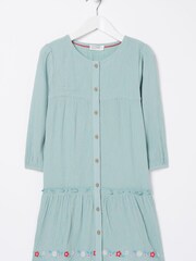 FatFace Green Adeline Embroidered Hem Dress - Image 5 of 5