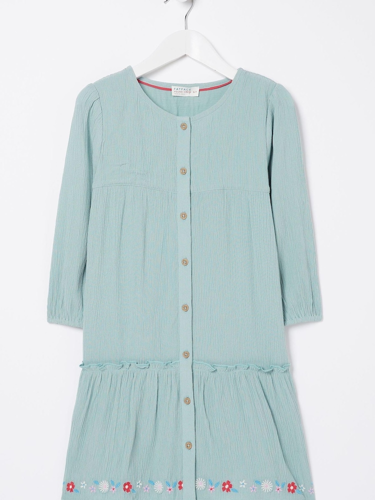 FatFace Green Adeline Embroidered Hem Dress - Image 5 of 5
