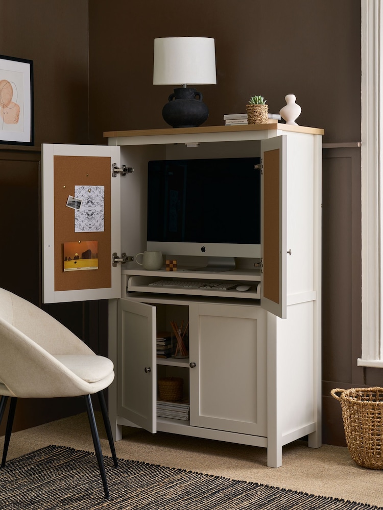 Cream Malvern Oak Effect Small Hideaway Desk - Image 1 of 9