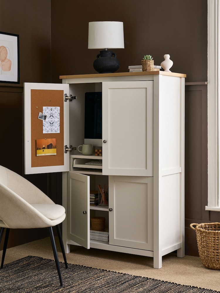 Cream Malvern Oak Effect Small Hideaway Desk - Image 2 of 9