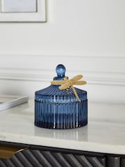Navy Dragonfly Glass Trinket Pot - Image 1 of 5