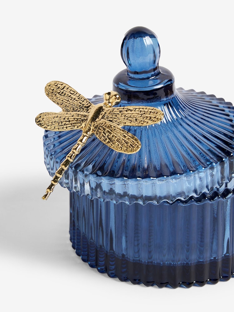 Navy Dragonfly Glass Trinket Pot - Image 5 of 5