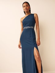 Anaya With Love Blue One Shoulder Maxi Bridesmaid Dress With Embellished Waistband - Image 1 of 4