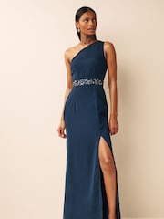 Anaya With Love Blue One Shoulder Maxi Bridesmaid Dress With Embellished Waistband - Image 3 of 4