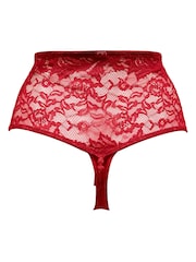 Pour Moi Red For Your Eyes Only High Waist Crotchless Thong - Image 4 of 4