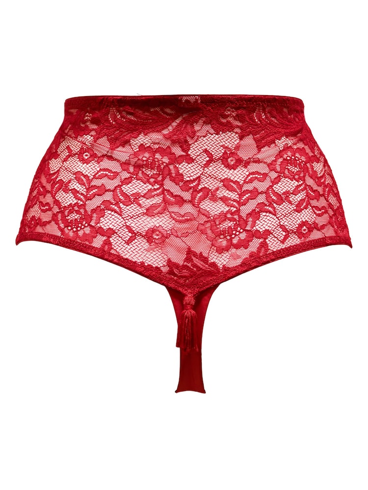Pour Moi Red For Your Eyes Only High Waist Crotchless Thong - Image 4 of 4
