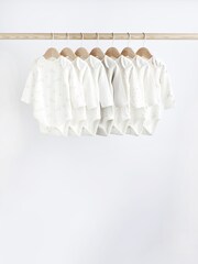 Delicate White Animal 7 Pack Baby Printed Long Sleeve Bodysuits - Image 1 of 7