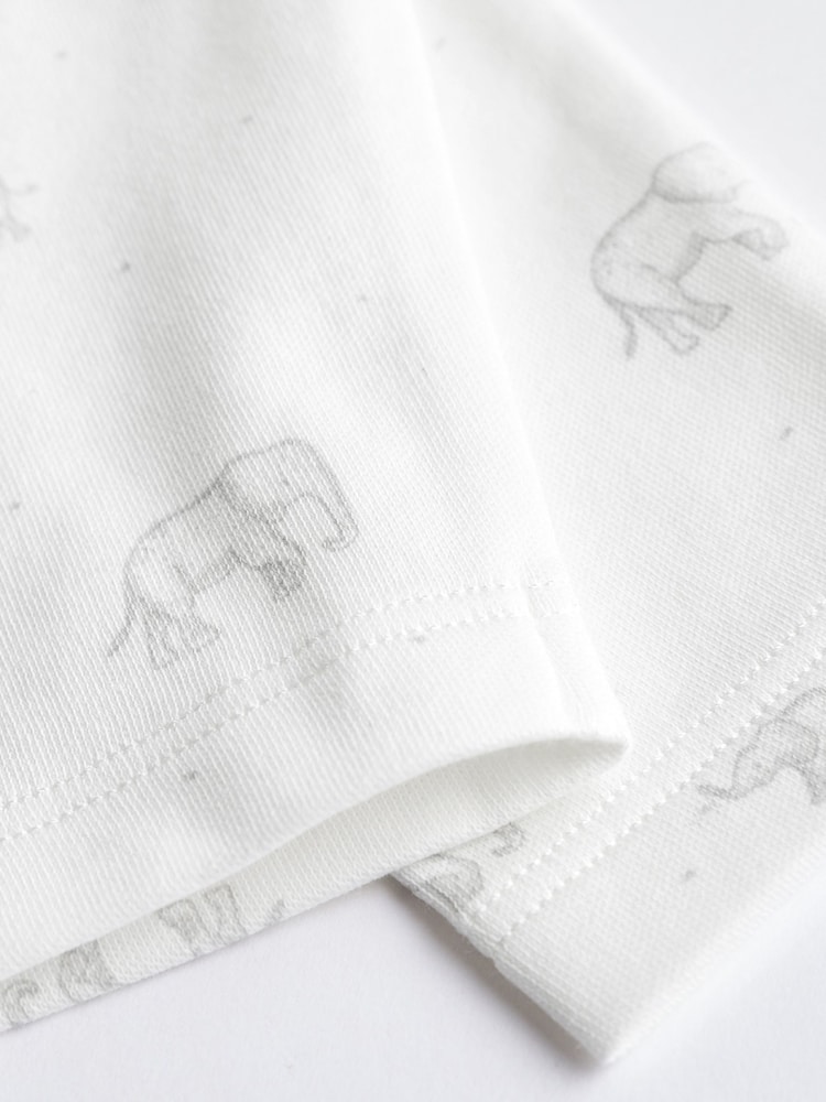 Delicate White Animal 7 Pack Baby Printed Long Sleeve Bodysuits - Image 7 of 7